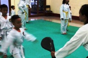Atlit Taekwondo Junior Kunngan saat berlatih untuk persiapan kejurnas.